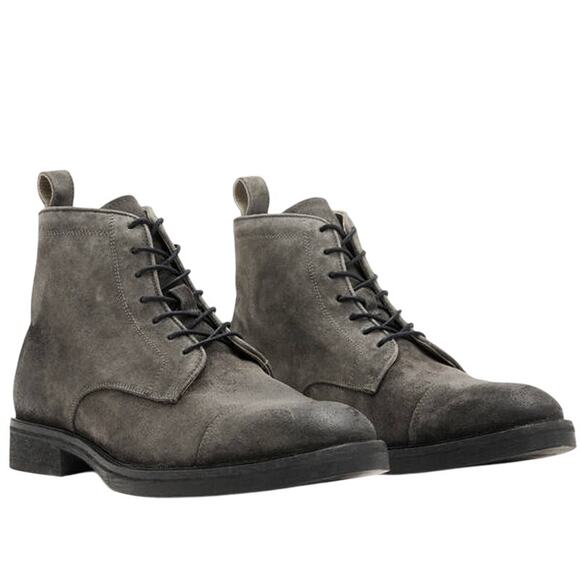 AllSaints Drago Suede Lace Up Boots Charcoal Grey Men's Size 40 (US 7) NWOB